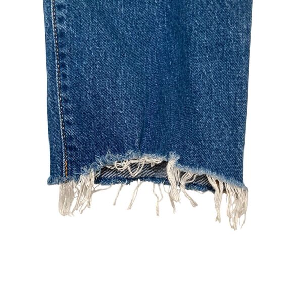 Levi's 501 Original Fit Jeans Womens Size W26 L28 Chewed Hem Blue Distressed - Picture 9 of 15
